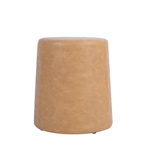 Image of HomePop 17 inch Organic Shape Ottoman - Sand Faux Leather