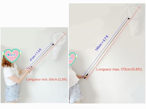JZK 150cm Long Manche Filet de pêche Extensible pour Enfants avec Manche télescopique pour étang et Piscine Roche, Filet Receveur pour Insecte, Filet crabes, Filet Papillons, epuisette Enfant – vue 2