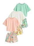 NEXT Mädchen Kurze Schlafanzüge, 3er-Pack Pink/Green Floral 122
