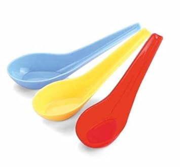 Wofier Set of 12 Microwave Safe White Plastic Soup Spoons