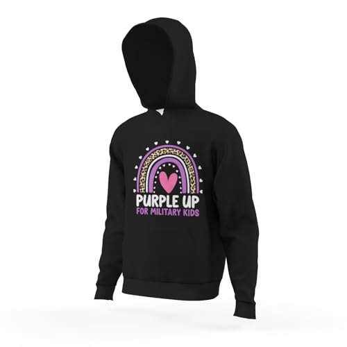 Kids Purple Up for Military Kids Month Military Child Rainbow Boys Girls Lightweight Kangaroo Pocket Hoodies4