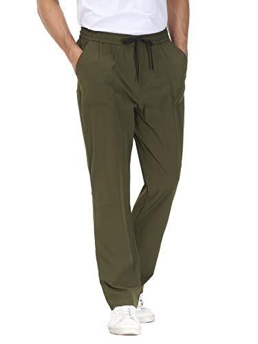 Puzeer Men's Hiking Cargo Pants ，Lightweight Stretch Casual Running Jogger ，Work Pants Outdoor Trousers With Pockets-2Xl Olive Green #TOP15