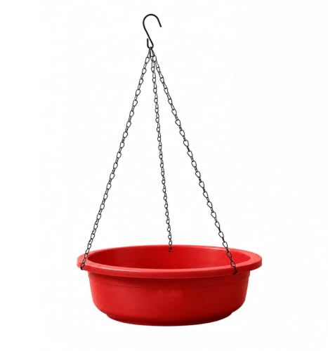 Image of Bird Seed Feeder for Wild Birds, Plastic Hanging Bird Feeder & Birds Bath with Metal Chain, Hanging Flower Pot, Multi Purpose Use Pot, Home Decor Item, Garden Deocr & Balcony Decoration, Planter