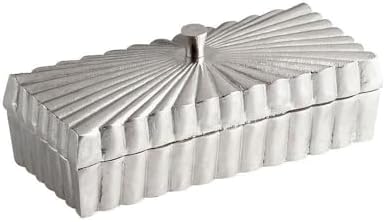 Cyan Design 09949 Rectangle Buckingham Aluminum Cont - Decorative Centerpiece for Home, Office, Wedding Cont with Silver Finish - 5'' Tall