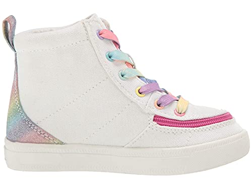 Billy Footwear Kids Classic Lace High Sneakers For Toddler, Little, And Big Kids - Canvas Upper With Zipper Closure, Cushioned Footbed, And Rubber Outsolewhite Rainbow 2 Little Kid M #TOP3