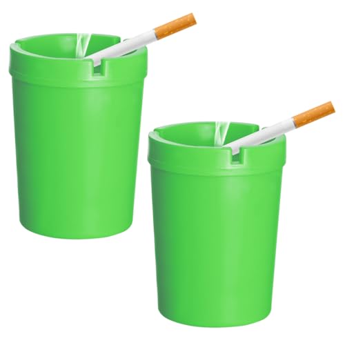 Image of Ohleats 2 PCS Car Ashtray, Smokeless Smellproof Windproof Self-Extinguishing Auto Ashtray, Portable Mini Vehicle Cigarette Trash Can Fits Most Cup Holder for Home Office, Car Accessories (Green)
