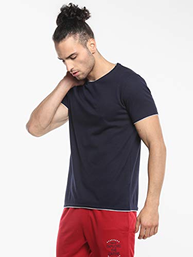 Image of Alan Jones Clothing Men's 100% Cotton Regular Fit Double Collar Round Neck T-Shirt