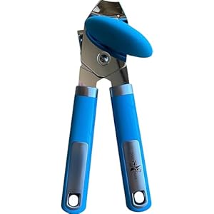 Manual Can Opener for Seniors – Easy Turn Knob, Magnetic Lid Lifter, Sharp Carbon Steel Blade, Comfort Grip, Heavy Duty Kitchen Tool – Blue by DIVIDE STAR