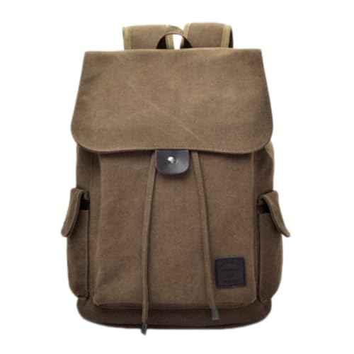 LINLUBD Backpack Canvas Large Shoulder School Bag Rucksack For Travel Camping Bags-brown