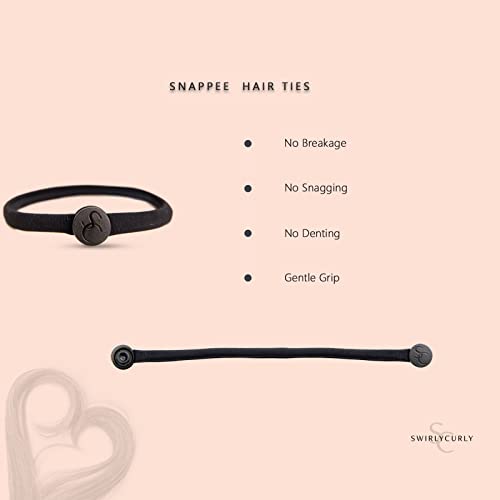 Snap Hair Ties For Thick, Natural, Curly Hair | No Slip, No Tension Pro Hair Tie | Strong Ponytail Holder (5 Pack, Black) #TOP5