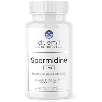 دكتور. EMIL NUTRITION Spermidine 5mg - مكملات Spermidine للرجال والنساء - مكمل الشيخوخة مع Pure Spermidine 3HCL & Thiamin 20mg - 60 كبسولات ، 30 يومًا