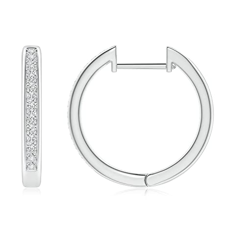 Angara Natural Diamond Hoop Earrings For Women, Girls In 14K White Gold (Color-Hsi2 | Diamond Size-1.45Mm) | April Birthstone Jewelry Gift For Her | Birthday | Wedding | Anniversary #TOP1