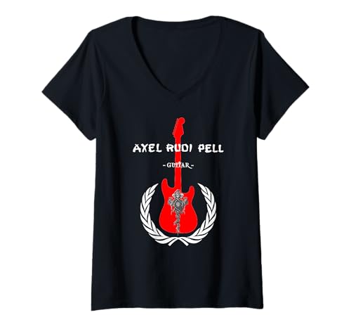 Femme Axel Rudi Pell T-shirt avec logo guitare T-Shirt avec Col en V
