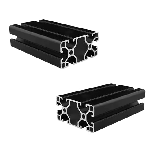 Coavoo AluProfil 4080 Alu Profil 400mm T Typ Schwarz Aluminium Profile 40x80 Europäischer Standard Eloxierte Linearschiene Extrusion 2 Stück, für DIY 3D Drucker und CNC