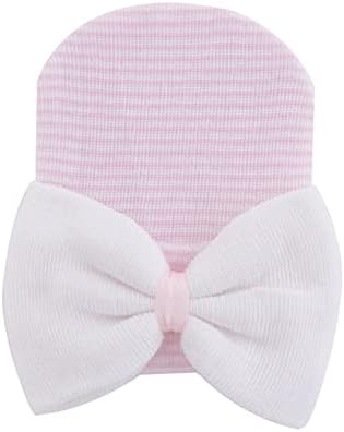 3PCS Newborn Baby Hat with Bow Infant Girls Hospital Hat Cap Beanie for 0-3 Months Baby