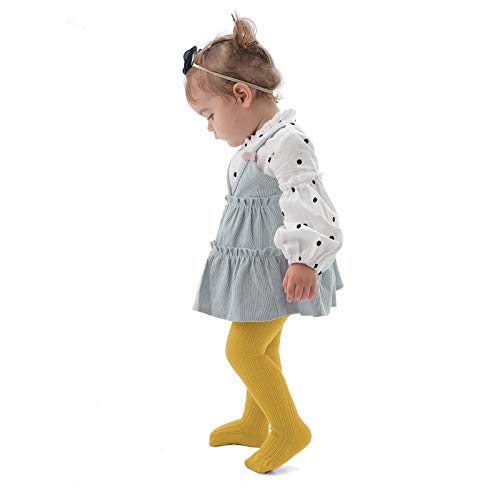 Image of EPEIUS Baby Girl Tights Cable Knit Cotton Seamless Footed Leggings 0-6Y