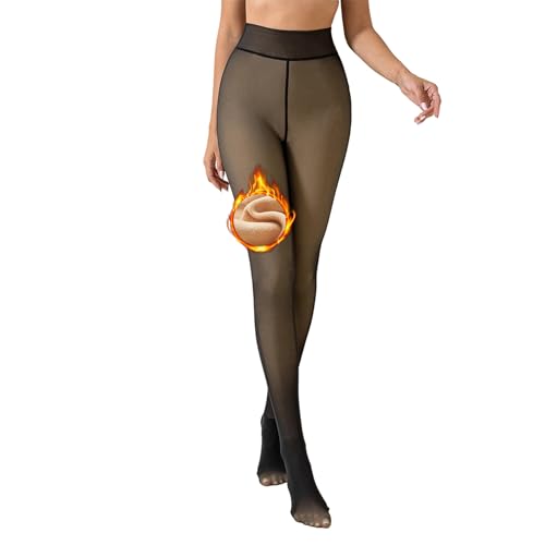 Ci & Ci Leotards Damer Vinter Termo Fodrad Falsk Sheer Plysch Strumpor Vinter Leggings Pantyhose Damer Uppvärmning Fleece Tights Thermo Thickened Leggings Svart, S, 200g B, Schwarz Fleecefutter B