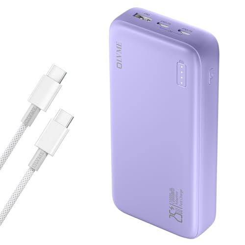Image of OLVME Premium 20000mAh PD Power Bank |for iPhone,Samsung 50% in 30min| PD C to C Cable | 2 Type- C Port + 1 USB A 22.5W | Universal Compatible All Mobiles |Soft Matte Touch Purple
