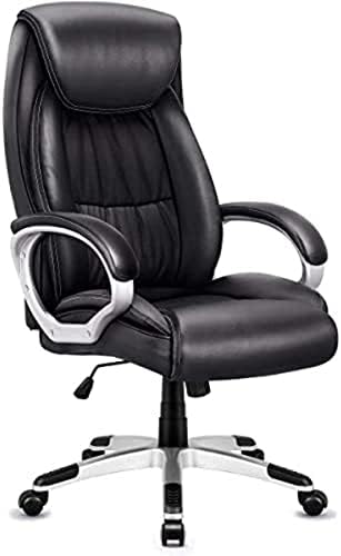 IntimaTe WM Heart High-Back Executive Office Chair, Faux Leather Large Seat Computer Desk Chair, Ergonomic Design Adjustable Seat Height, Synchro Tilt Mechanism, 360 Degree Swivel, Black (80cm Back)