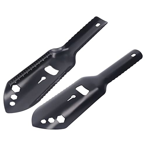 Garden Hand Trowel, Aluminum Alloy Multipurpose Camping Shovel Outdoor Portable Backpacking Shovel Lightweight Hiking Shovel With Paracord (Black) #TOP4