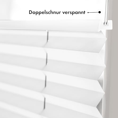 Foto von Sonello Plissee Klemmfix ohne Bohren 75cm x 100cm Weiß Faltrollo Plisseerollo Jalousie für Tür & Fenster Blickdicht Sichtschutz Sonnenschutz Fertifplissee Rollo