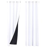 PONY DANCE Vorhang Weiß Blickdicht Wohnzimmer Vorhänge Wärmeisolierend Ösenvorhang 2er Set H 245 x B 140 cm Doppellagige & Schwere Vorhänge Kälteschutz Verdunklungsvorhänge Thermogardine