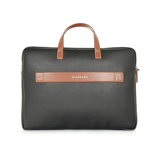 Image of Giordano Unisex 15 Inch Laptop Sleeve PU Bag for Professionals | Premium Leatherette | Water-Resistant & Padded Slim-Fit with Trolley Strap for Men & Women