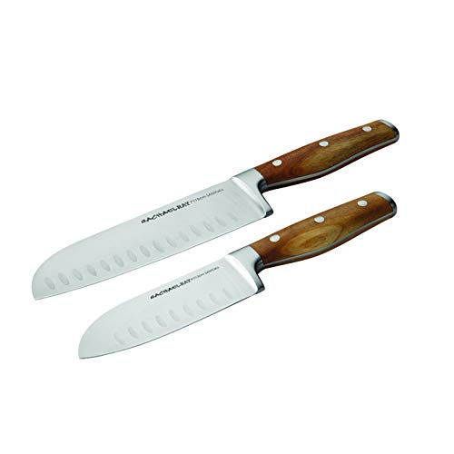 Rachael Ray Cucina Cutlery 2-Piece Japanese Stainless Steel Santoku Knife Set with Acacia Handles - ,Acacia Wood