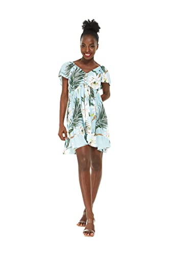 Image of Wispy Cereus Light Blue Family Matching Hawaiian Clothes | Family Matching Outfits • Soft Rayon Fabric • Tropical Floral Print • Vacation Ready • Luau Party Wear