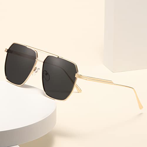 Image of MASDUN Retro Oversized Square Polarized Sunglasses for Women Men Vintage Shades UV400 Classic Metal Sun Glasses