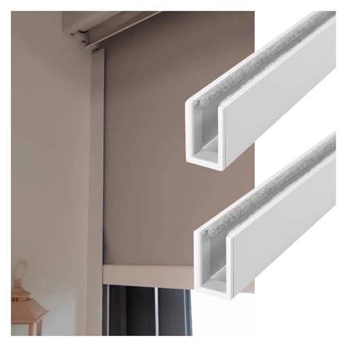 EBZFASO Guías Opacas de PVC, Tira Opaca de Aluminio en Forma U for Cortinas, Paquete 2, Multicolor, 59-82 Pulgadas(2pack White,61in)