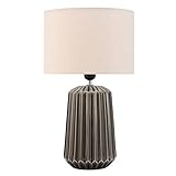 Pauleen 48217 Classy Delight Tischleuchte max. 20 Watt handgefertigt Beige, Grau Nachttischlampe im Boho Look aus Stoff, Keramik E27