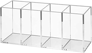 Makeup Organiser Tray, Cosmetic Display Case, Office Stationery Storage Holder Makeup Box Units for Bathroom Drawers,Vanities,Countertops, Office Desk,Washable Crystal Clear Acrylic (4 cells)