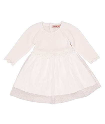Cocolina4kids Baby M&auml;dchen Strickkleid Langarm Taufkleid mit T&uuml;ll festliches Kleid Festkleid aus Strick Blumenm&auml;dchen Kleid (as3, Age, 6_Months)