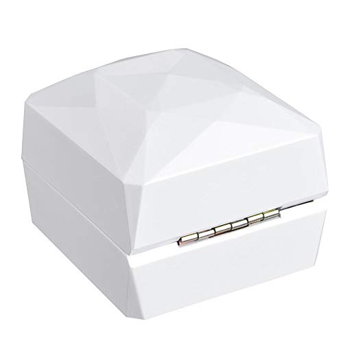 Yeshom 2.6"X2.4"X2.1" Led Light Square Diamond Ring Box White Velvet Jewelry Gift Wedding Proposal Engagement #TOP5