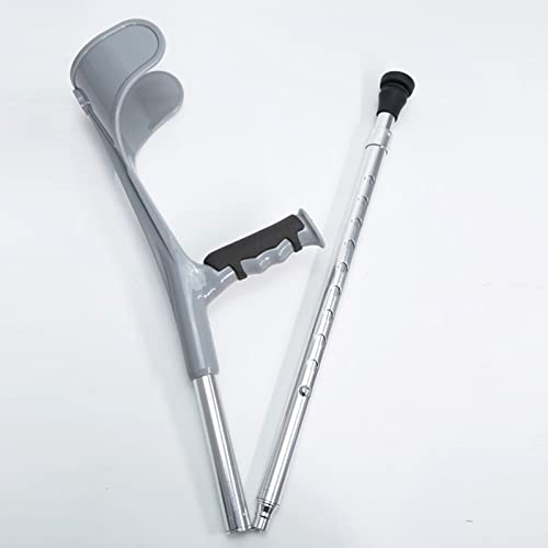 Muletas ergonómicas para antebrazo (1 par, puño abierto), muletas de aluminio con mangos de goma, bastón ajustable para personas mayores, discapacitados y discapacitados (color: plata) (negr