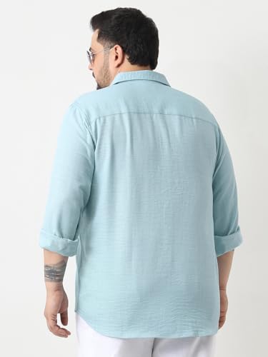 Image of Urbano Plus Men's Linen Blend Full Sleeve Relaxed Fit Casual Solid Shirt