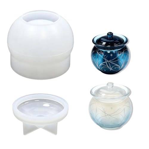 Image of 1 Set Resin Moulds, Round Jar with Lid Silicone Mould for Resin Art, Storage Box and Candle Mould Silicone