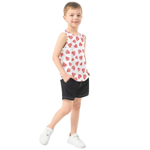 J JOYSAY Striped Heart Shape Scarlet Boys Tank Top Sleeveless Muscle Shirts Quick Dry Kids T-Shirts 3-15T4
