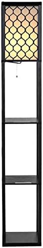 COSTWAY Floor Lamp with Shelves, 1/2 Lampshade Standing Light with Chain Switch & Foot Switch, Reading Lamp for Bedroom, Living Room, Office, Home Decoration (1 Lampshade, Without Foot Switch)