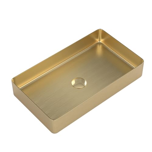 Kleines Badezimmer-waschbecken, Edelstahl-waschbecken, Rechteckiges Waschbecken über Der Theke, Goldenes Badezimmer-waschbecken, Waschtisch-waschbecken, Aufsatz-waschbecken(No faucet)