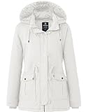 wantdo Women's Winter Thicken Puffer Coat Warm Jacket with Fur Hood(White, XL)