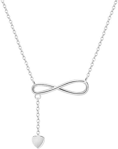 Preisvergleich Produktbild CKAWM Halskette Unendliche Liebe Weiblich Einfache Student Schlüsselbein Kette Weiblich Silber Farbe Geburtstag Liebe