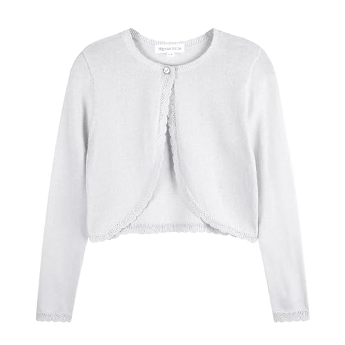 Image of Girls Cardigan Bolero Ruffle Open Front Button Cover-Up 3-12Y
