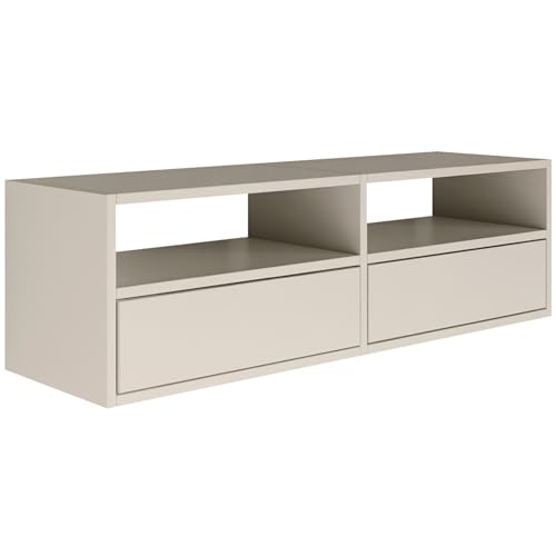 Selsey TV Lowboard - Kaschmir Farbe Moderne Fernseher Kommode 100 x 30 x 30 cm (BxTxH) TV Unterschrank für Wohnzimmer Schrank mit Klappen Push to Open Lowboard Hängend TV Cabinet Wandmontage