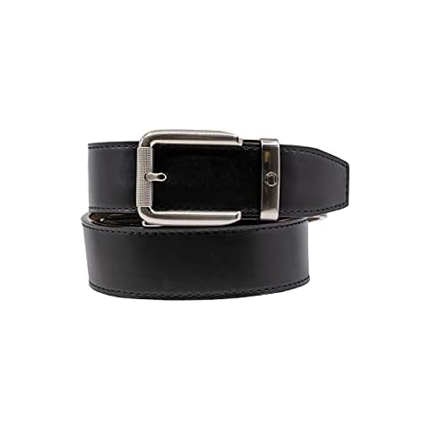 Men's Belt, Nexbelt Ratchet Rogue Smooth Black Leather Dress Belt with Adjustable Buckle Cover