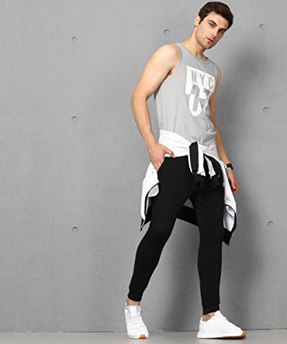 Image of Alan Jones Clothing Men Cotton Printed Sleeveless T-Shirt | Regular Fit | Casual, Beach & Lounge Wear | Tank Top for Summer
