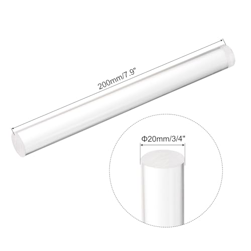 QUARKZMAN Acryl Rundstäbe 20mm x 200mm Transparente Acryl Rundstäbe Kunststoffstäbe Streifen für DIY Basteln Beleuchtung Garten Dekorationen