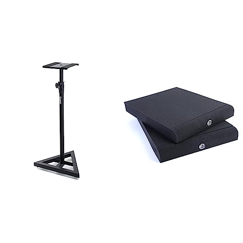 Unbekannt Hall Stands SKDB039 höhenverstellbarer Studio Monitor Ständer schwarz pulverbeschichtet & Stands PAD ECO 2 - Absorberplatte für Studio Monitor 265 x 330 mm, schwarz