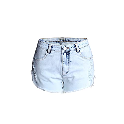 Short en jean pour femme taille haute blanc qui ne boudine pas - 3